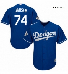 Mens Majestic Los Angeles Dodgers 74 Kenley Jansen Replica Royal Blue Alternate 2017 World Series Bound Cool Base MLB Jersey