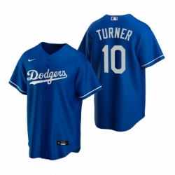 Mens Nike Los Angeles Dodgers 10 Justin Turner Royal Alternate Stitched Baseball Jerse