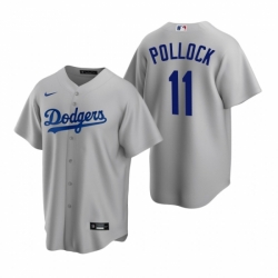 Mens Nike Los Angeles Dodgers 11 AJ Pollock Gray Alternate Stitched Baseball Jersey