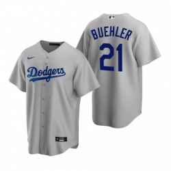 Mens Nike Los Angeles Dodgers 21 Walker Buehler Gray Alternate Stitched Baseball Jersey