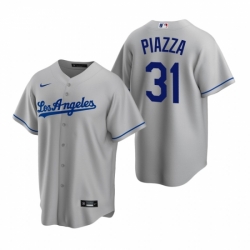 Mens Nike Los Angeles Dodgers 31 Mike Piazza Gray Road Stitched Baseball Jerse