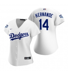 Women Los Angeles Dodgers 14 Enrique Hernandez White 2020 World Series Champions Replica Jersey