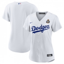 Women Los Angeles Dodgers 22 Clayton Kershaw White 2024 World Series Cool Base Stitched Baseball Jersey