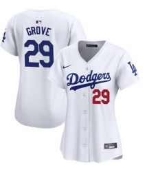 Women Los Angeles Dodgers 29 Michael Grove White Stitched Baseball Jersey