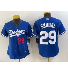 Women Los Angeles Dodgers  29 Tarik Skubal Royal Cool Base Stitched Baseball Jersey Run Small 