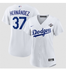 Women Los Angeles Dodgers 37 Teoscar Hernandez White 2025 World Series Home Cool Base Stitched Baseball Jersey  Women Los Angeles Dodgers 37 Teoscar Hernandez White 2025 World Series Home Cool Base Stitched Baseball Jersey