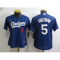 Women Los Angeles Dodgers 5 Freddie Freeman Blue Stitched Baseball Jersey