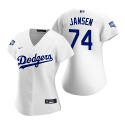 Women Los Angeles Dodgers 74 Kenley Jansen White 2020 World Series Champions Replica Jersey