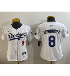 Women Los Angeles Dodgers 8 Enrique Hernandez White 2024 Jackie Robinson Patch Limited Stitched Baseball Jersey