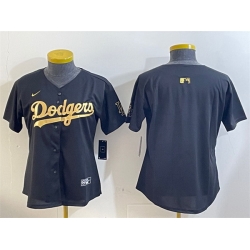 Women Los Angeles Dodgers Blank Black Gold Limited Stitched Baseball Jersey 28Run Small 29