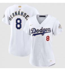 Women Los Angeles Dodgers Enrique Hernández Nike White 2026 Gold Collection Stadium Jersey