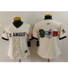 Women Los Angeles Dodgers Team Big Logo Cream 2024 City Connect Limited Stitched Jersey 1