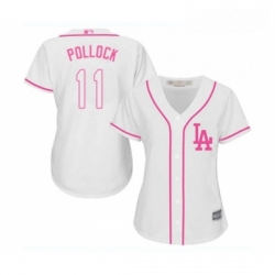 Womens Los Angeles Dodgers 11 A J Pollock Authentic White Fashion Cool Base Baseball Jersey 