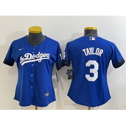 Women's Los Angeles Dodgers #3 Chris Taylor Blue 2022 Cool Base Stitched Nike Jersey