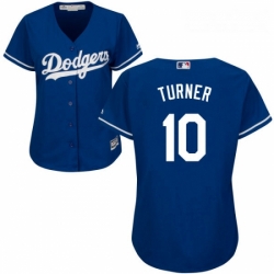 Womens Majestic Los Angeles Dodgers 10 Justin Turner Authentic Royal Blue Alternate Cool Base MLB Jersey