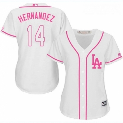 Womens Majestic Los Angeles Dodgers 14 Enrique Hernandez Replica White Fashion Cool Base MLB Jersey