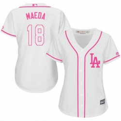 Women's Majestic Los Angeles Dodgers #18 Kenta Maeda Replica White Fashion Cool Base MLB Jersey