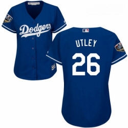 Womens Majestic Los Angeles Dodgers 26 Chase Utley Authentic Royal Blue Alternate Cool Base 2018 World Series MLB Jersey