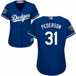 Womens Majestic Los Angeles Dodgers 31 Joc Pederson Authentic Royal Blue Alternate Cool Base 2018 World Series MLB Jersey