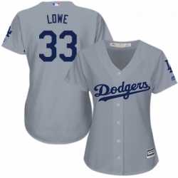 Womens Majestic Los Angeles Dodgers 33 Mark Lowe Authentic Grey Road Cool Base MLB Jersey 