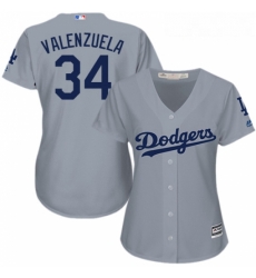 Womens Majestic Los Angeles Dodgers 34 Fernando Valenzuela Authentic Grey Road Cool Base MLB Jersey