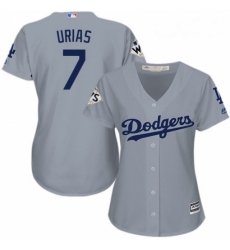 Womens Majestic Los Angeles Dodgers 7 Julio Urias Replica Grey Road 2017 World Series Bound Cool Base MLB Jersey