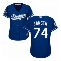 Womens Majestic Los Angeles Dodgers 74 Kenley Jansen Replica Royal Blue Alternate 2017 World Series Bound Cool Base MLB Jersey