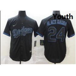 Youth Dodgers 24 Kobe Bryant Name Black Mamba Black  Cool Base Stitched MLB Jersey