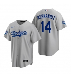 Youth Los Angeles Dodgers 14 Enrique Hernandez Gray 2020 World Series Champions Replica Jersey