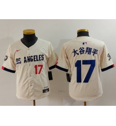 Youth Los Angeles Dodgers 17 Shohei Ohtani Cream Stitched Baseball Jersey 3