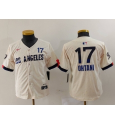 Youth Los Angeles Dodgers 17  Shohei Ohtani Cream Stitched Baseball Jersey 5