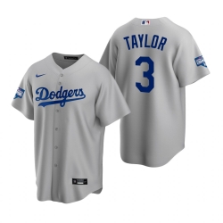 Youth Los Angeles Dodgers 3 Chris Taylor Gray 2020 World Series Champions Replica Jersey