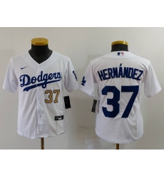 Youth Los Angeles Dodgers 37 Teoscar Hernandez White Stitched Baseball Jersey 5