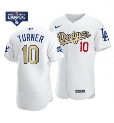 Youth Los Angeles Dodgers Justin Turner 10 Gold Program White Flex Base Stitched Jersey