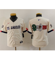 Youth Los Angeles Dodgers Team Big Logo Cream 2024 City Connect Limited Stitched Baseball Jersey