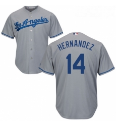 Youth Majestic Los Angeles Dodgers 14 Enrique Hernandez Authentic Grey Road Cool Base MLB Jersey