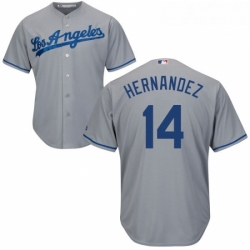 Youth Majestic Los Angeles Dodgers 14 Enrique Hernandez Replica Grey Road Cool Base MLB Jersey