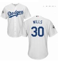 Youth Majestic Los Angeles Dodgers 30 Maury Wills Authentic White Home 2017 World Series Bound Cool Base MLB Jersey