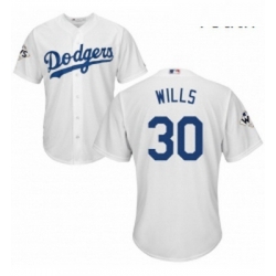 Youth Majestic Los Angeles Dodgers 30 Maury Wills Replica White Home 2017 World Series Bound Cool Base MLB Jersey