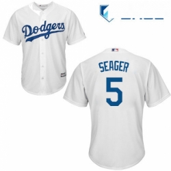 Youth Majestic Los Angeles Dodgers 5 Corey Seager Authentic White Home Cool Base MLB Jersey