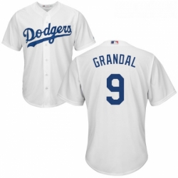 Youth Majestic Los Angeles Dodgers 9 Yasmani Grandal Replica White Home Cool Base MLB Jersey