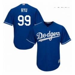 Youth Majestic Los Angeles Dodgers 99 Hyun Jin Ryu Authentic Royal Blue Alternate Cool Base MLB Jersey