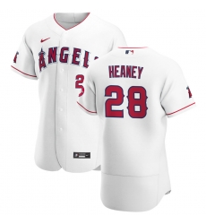 Men Los Angeles Angels 28 Andrew Heaney Men Nike White Home 2020 Flex Base Player MLB Jersey