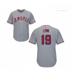 Mens Los Angeles Angels of Anaheim 19 Fred Lynn Replica Grey Road Cool Base Baseball Jersey 