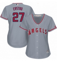 Womens Majestic Los Angeles Angels of Anaheim 27 Darin Erstad Replica Grey Road Cool Base MLB Jersey 