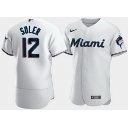 Men Miami Marlins 12 Jorge Soler White Flex Base Stitched jersey