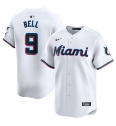 Men Miami Marlins 9 Josh Bell White 2024 Home Limited Stitched Baseball Jersey