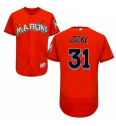 Mens Majestic Miami Marlins 31 Jeff Locke Orange Flexbase Authentic Collection MLB Jersey