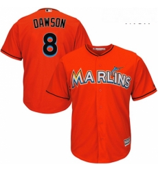 Mens Majestic Miami Marlins 8 Andre Dawson Replica Orange Alternate 1 Cool Base MLB Jersey