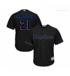 Mens Miami Marlins 21 Curtis Granderson Replica Black Alternate 2 Cool Base Baseball Jersey 